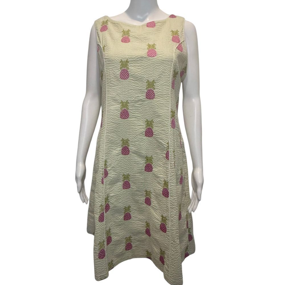 Vintage Mark Fore & Strike Palm Beach Pink Pineapple Dress Sz 14